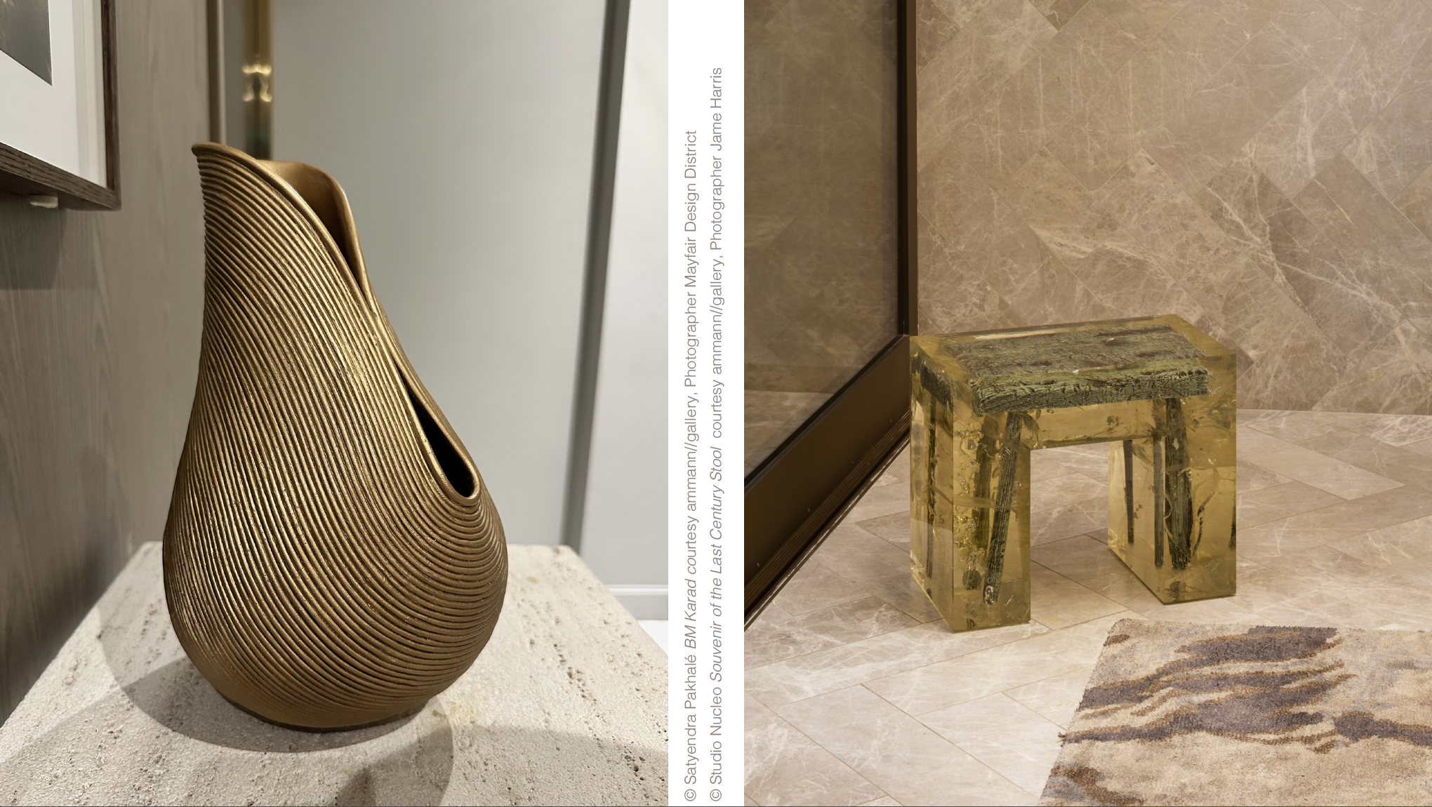 © Studio Nucleo SOUVENIR Stool and Satyendra Pakhalé BM KARAD courtesy ammann gallery, Credit Foto Mayfair Design District, Mandarin Oriental Mayfair, Photographer James Harris