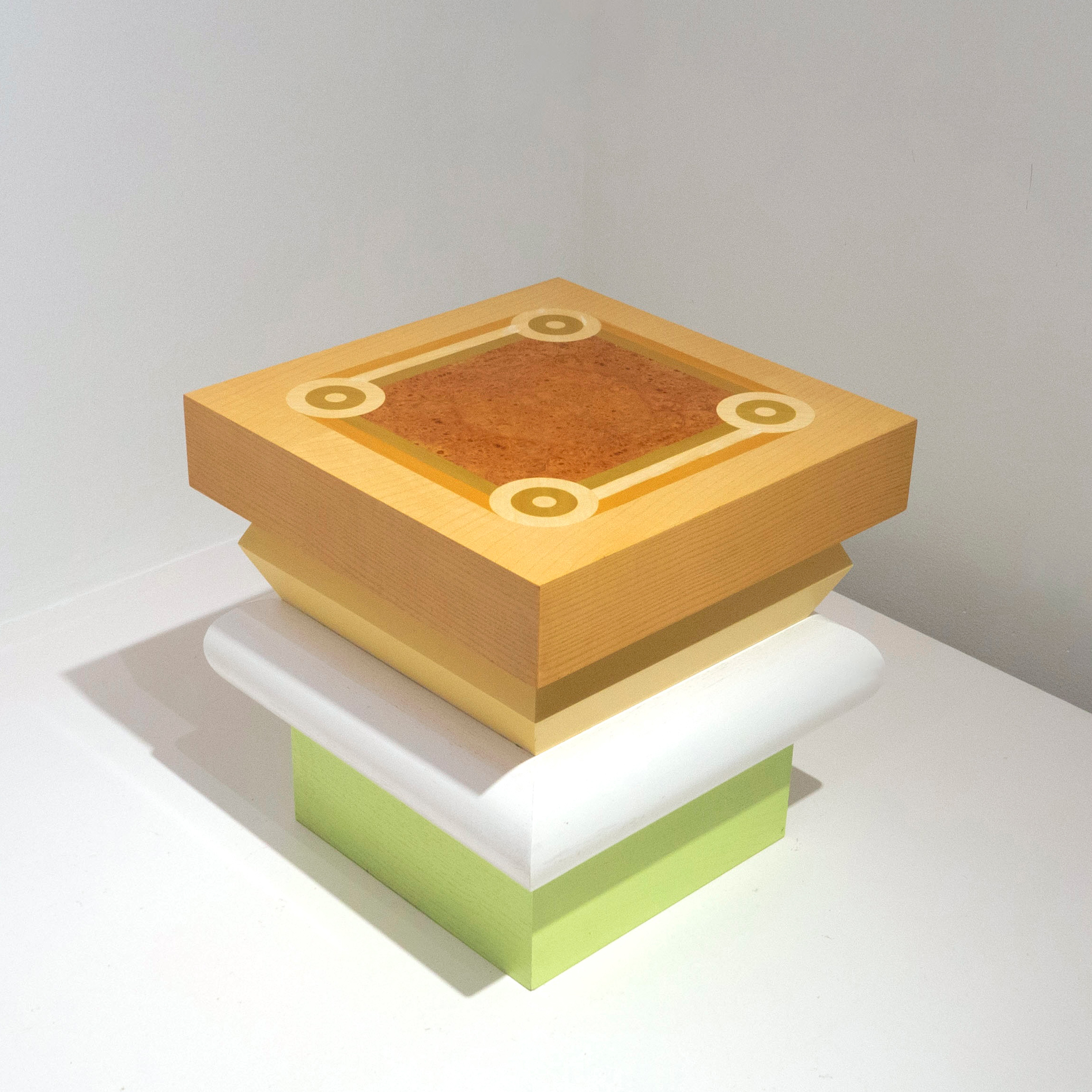 © Ettore Sottsass for Design Gallery 'Rosa, giallo e bianco Sidetable, Collection Bharata' courtesy ammann//gallery