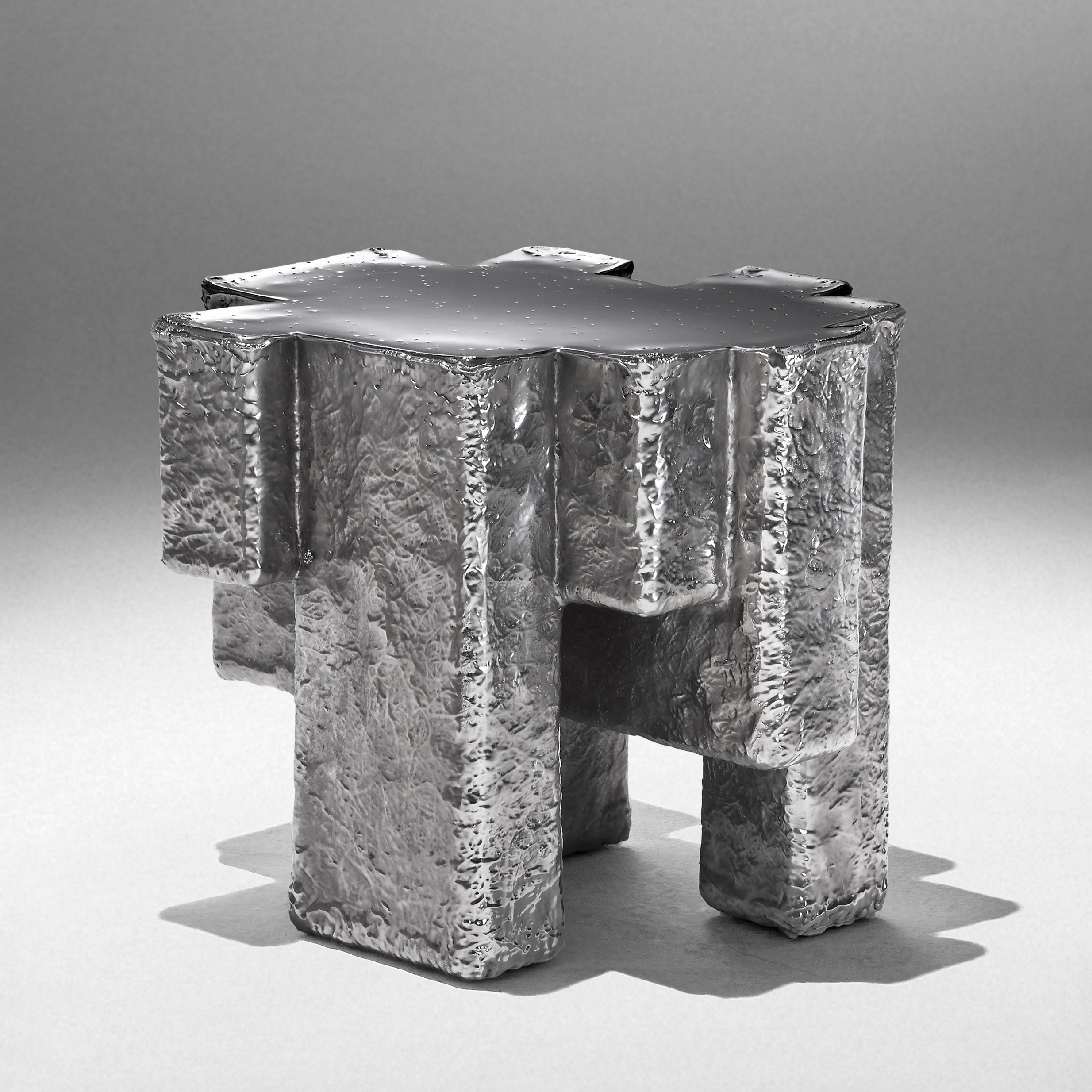 © Studio Nucleo Metal Fossil Nickel Stool 7 courtesy ammann//gallery