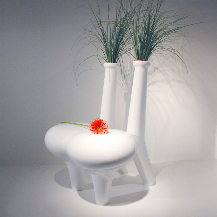 © Satyendra Pakhale 'Flower Offering Chair, Glossy White' courtesy ammann//gallery